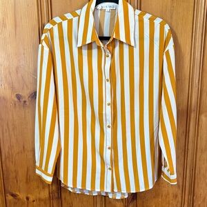 Women's Available Dark Yellow and White Striped Shirt - Size Small